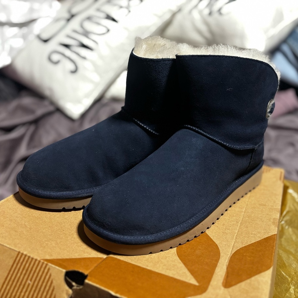 Koolaburra Navy Shearling Ankle Boots